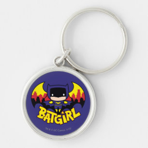 Chibi Batgirl mit Gotham-Skyline und Logo Schlüsselanhänger