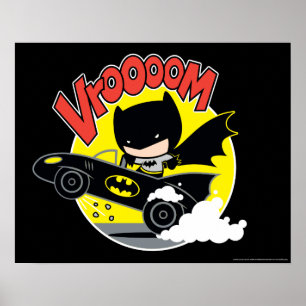 Chibi Batman im Batmobil Poster