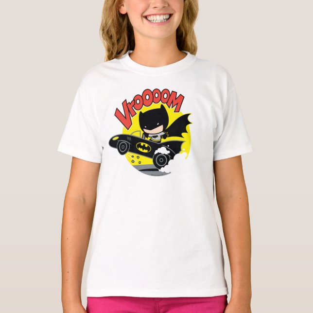Chibi Batman im Batmobile T-Shirt (Vorderseite)
