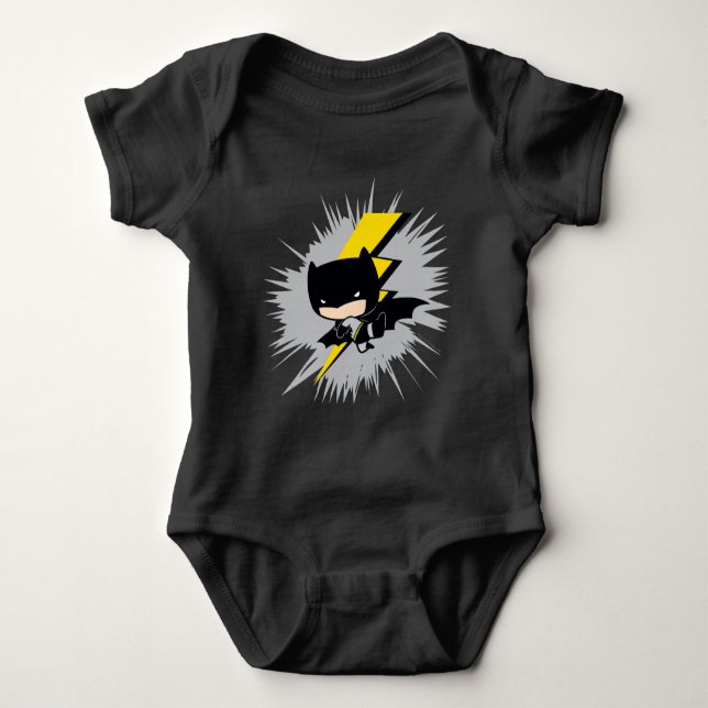 Chibi Batman Lightning Kick Baby Strampler (Vorderseite)