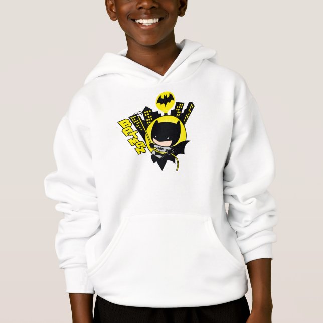 Chibi Batman skaliert die Stadt Hoodie (Vorderseite)