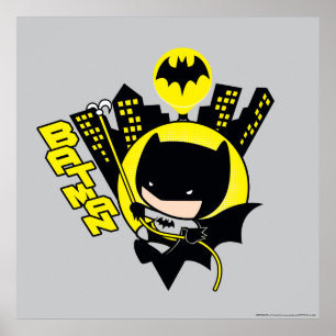 Chibi Batman skaliert die Stadt Poster
