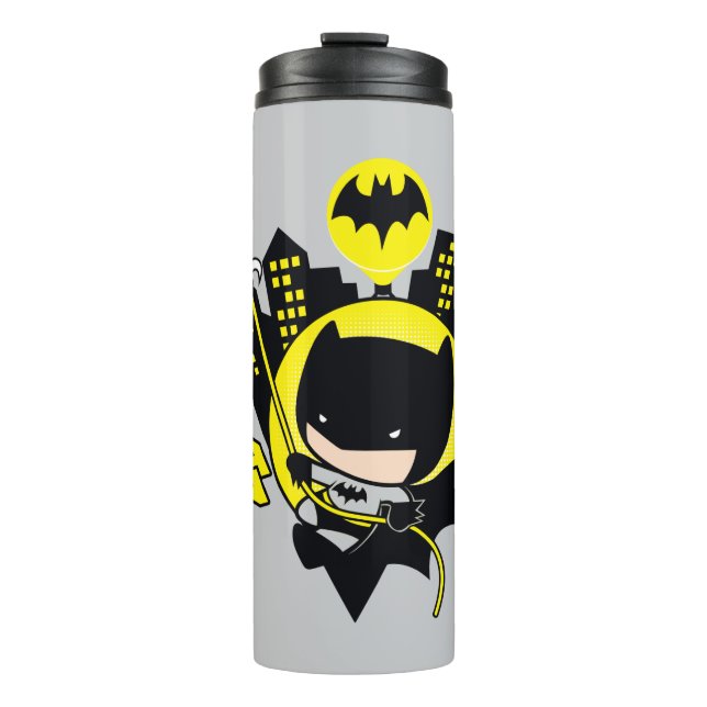 Chibi Batman skaliert die Stadt Thermosbecher (Vorderseite)