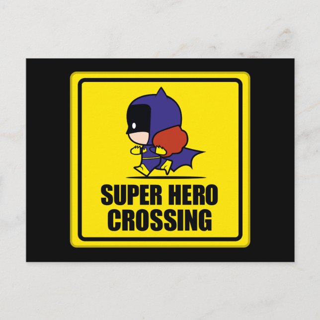 Chibi Batwoman Super Hero Crossing Sign Postkarte (Vorderseite)