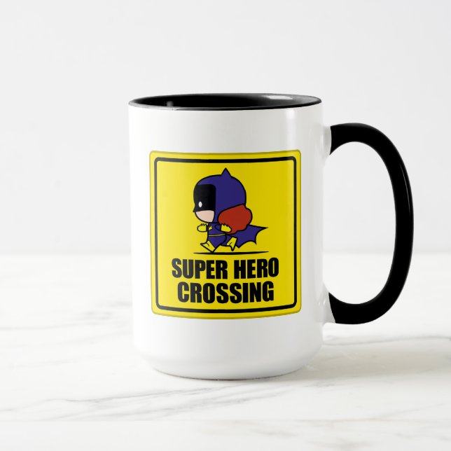 Chibi Batwoman Super Hero Crossing Sign Tasse (Rechts)