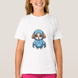Chibi-Beagle-Hund in blauem Hoodie für Kinder T-Shirt