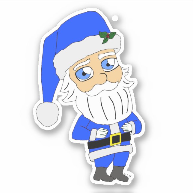 Chibi Blue Anzug Santa Aufkleber (Vorderseite)