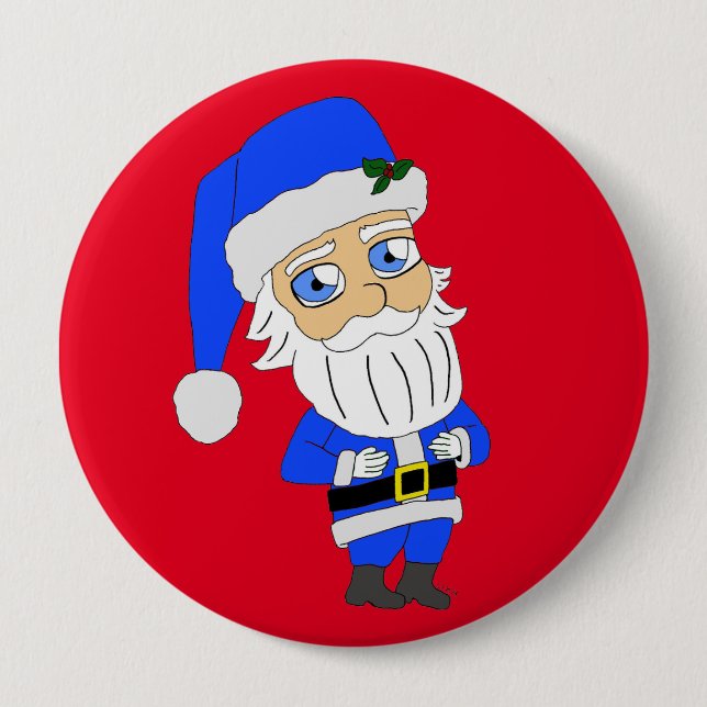 Chibi Blue Anzug Santa Button (Vorderseite)