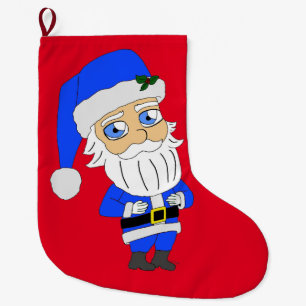 Chibi Blue Anzug Santa Großer Weihnachtsstrumpf