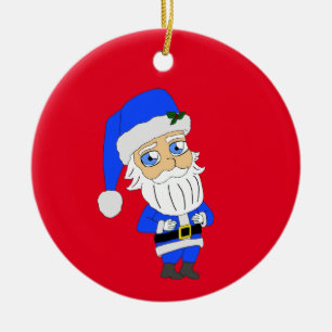 Chibi Blue Anzug Santa Keramik Ornament