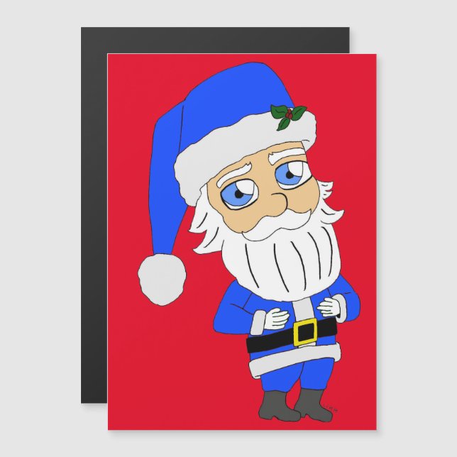 Chibi Blue Anzug Santa Magnetkarte (Vorne/Hinten)