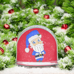 Chibi Blue Anzug Santa Schneekugeln