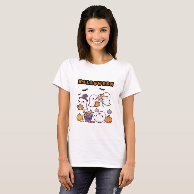 "¡Chibi-Boo! Fantasmitas Dulces & Calabazas T-Shirt (Vorne ganz)