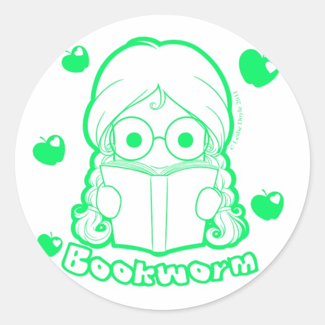 Chibi Bookworm Sticker (Vorderseite)