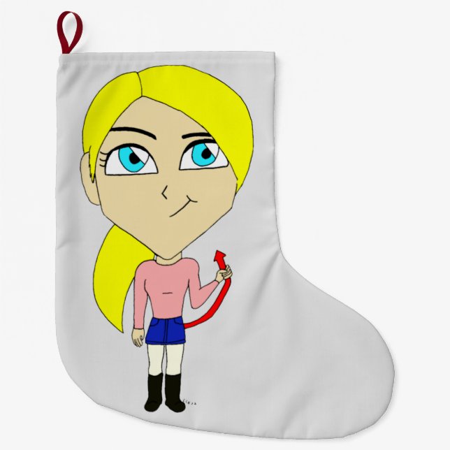 Chibi "böse" Mädchen Großer Weihnachtsstrumpf (Vorderseite)