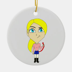 Chibi "böse" Mädchen Keramik Ornament