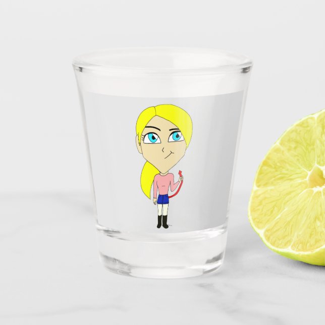 Chibi "böse" Mädchen Schnapsglas (Vorderseite)