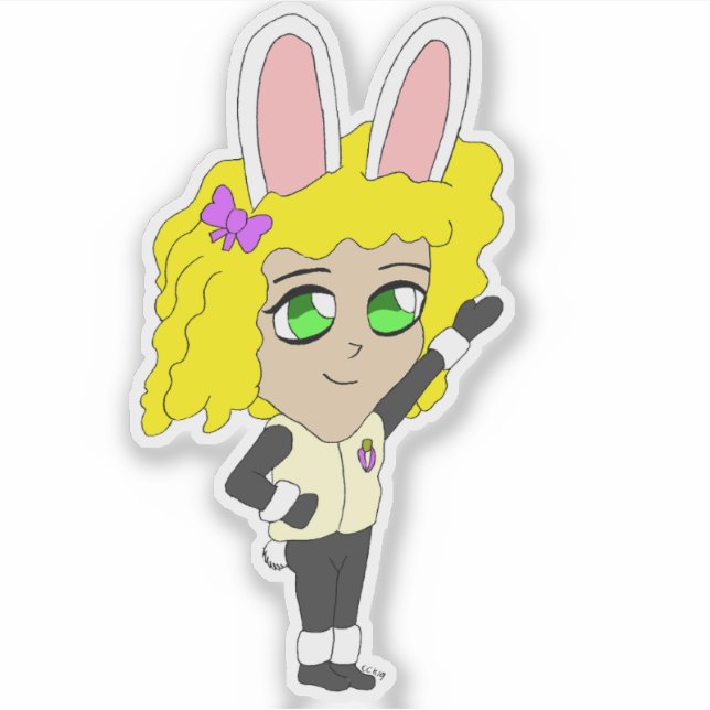 Chibi Bunnygirl Aufkleber (Vorderseite)
