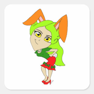 Chibi-Bunnygirl-Aufkleber Quadratischer Aufkleber