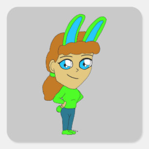 Chibi-Bunnygirl-Aufkleber Quadratischer Aufkleber