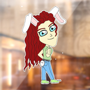 Chibi Bunnygirl gibt einen Daumen hoch Fensteraufkleber