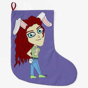 Chibi Bunnygirl gibt einen Daumen hoch Großer Weihnachtsstrumpf