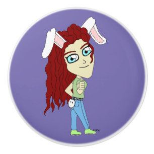 Chibi Bunnygirl gibt einen Daumen hoch Keramikknauf