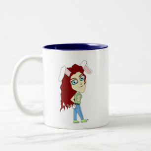 Chibi Bunnygirl gibt einen Daumen hoch Zweifarbige Tasse