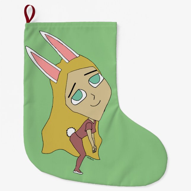 Chibi Bunnygirl Großer Weihnachtsstrumpf (Vorderseite)