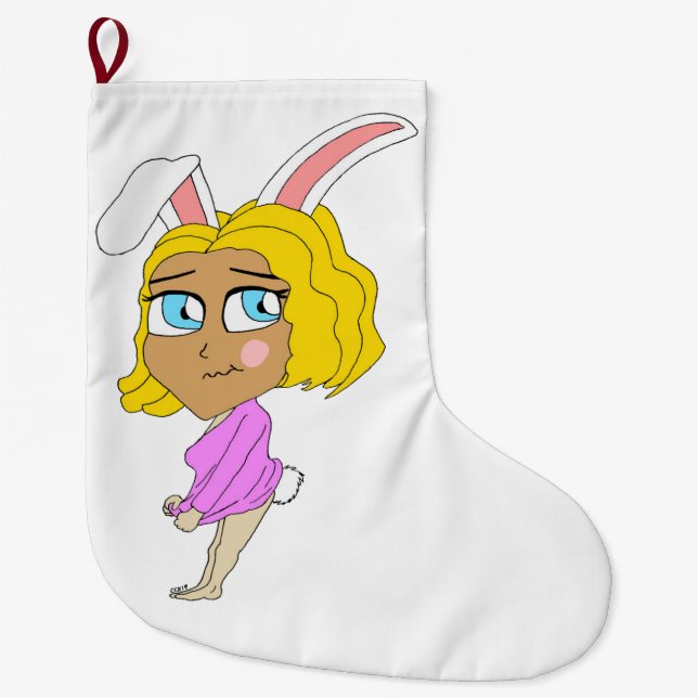 Chibi Bunnygirl Großer Weihnachtsstrumpf (Vorderseite)