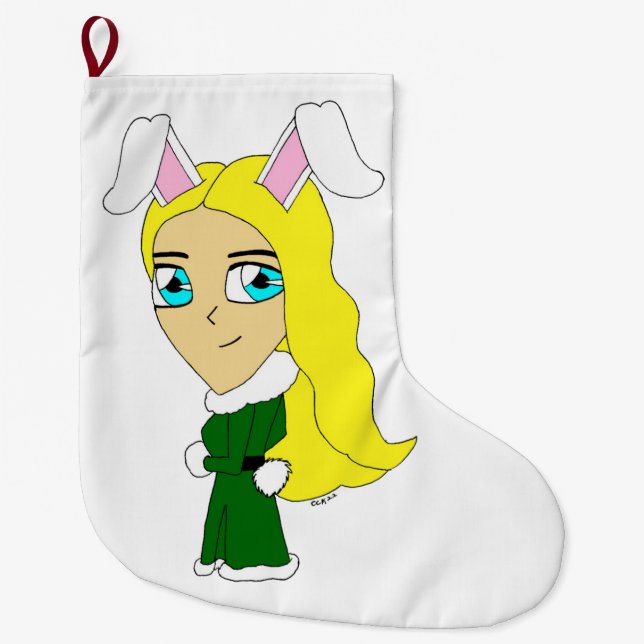 Chibi Bunnygirl Großer Weihnachtsstrumpf (Vorderseite)