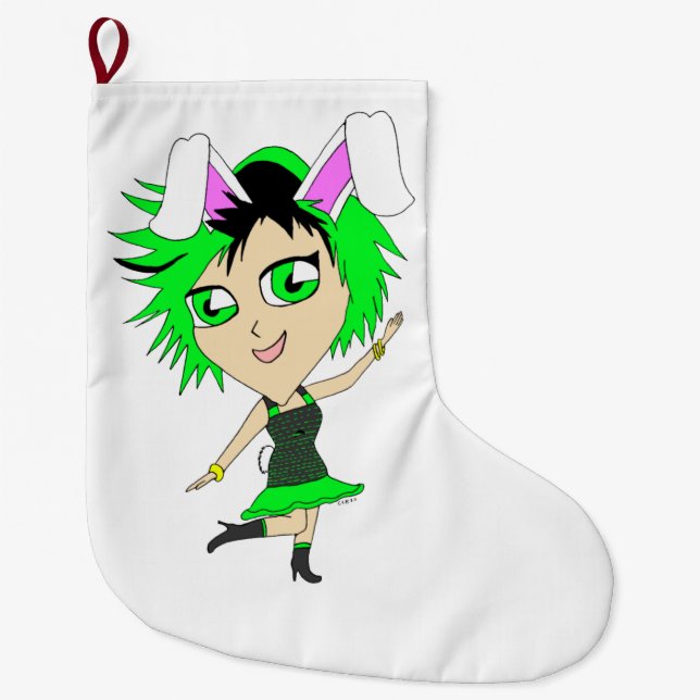 Chibi Bunnygirl Großer Weihnachtsstrumpf (Vorderseite)