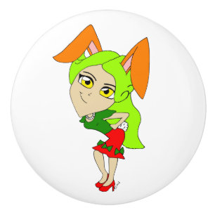 Chibi Bunnygirl Keramik Knopf Keramikknauf