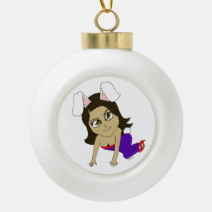 Chibi Bunnygirl Keramik Kugel-Ornament