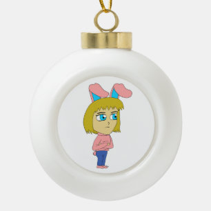 Chibi Bunnygirl Keramik Kugel-Ornament
