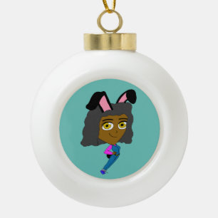 Chibi Bunnygirl Keramik Kugel-Ornament