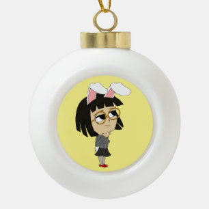 Chibi Bunnygirl Keramik Kugel-Ornament