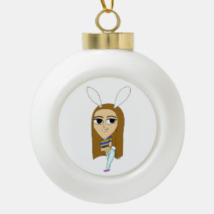Chibi Bunnygirl Keramik Kugel-Ornament