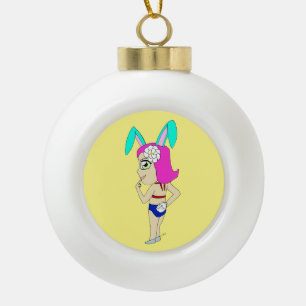 Chibi Bunnygirl Keramik Kugel-Ornament