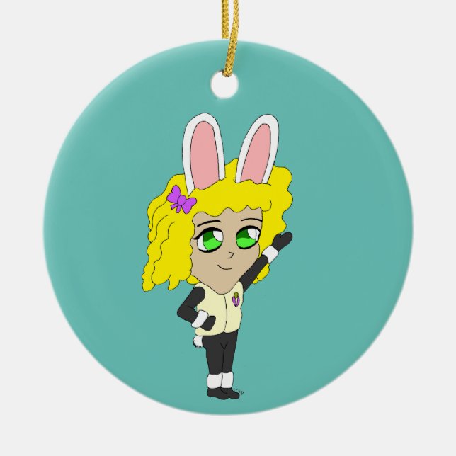 Chibi Bunnygirl Keramik Ornament (Vorne)