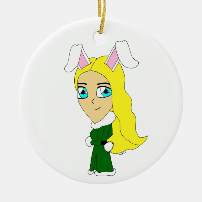 Chibi Bunnygirl Keramik Ornament (Vorne)