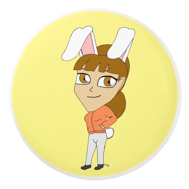 Chibi Bunnygirl Keramikknauf (Vorderseite)