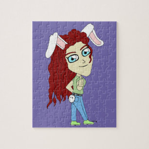 Chibi-Bunnygirl mit nach oben gestrecktem Daumen