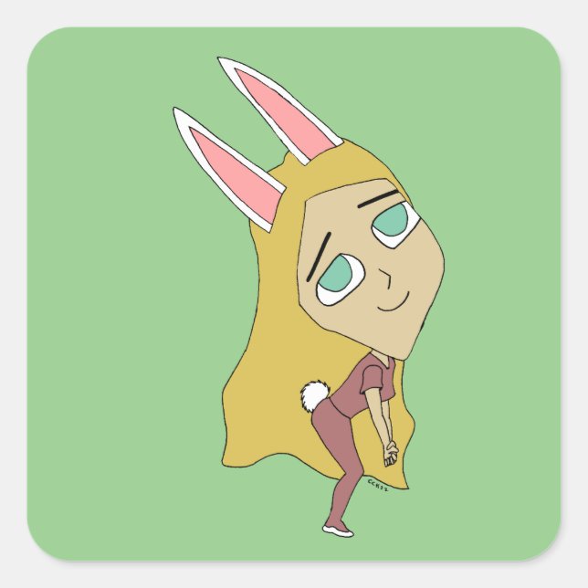 Chibi Bunnygirl Quadratischer Aufkleber (Vorderseite)