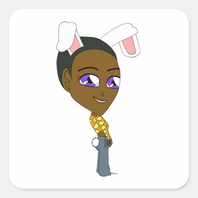Chibi Bunnygirl Quadratischer Aufkleber (Vorderseite)