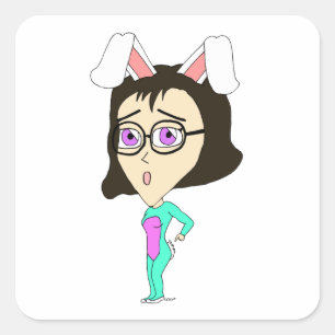 Chibi Bunnygirl Quadratischer Aufkleber
