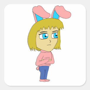 Chibi Bunnygirl Quadratischer Aufkleber