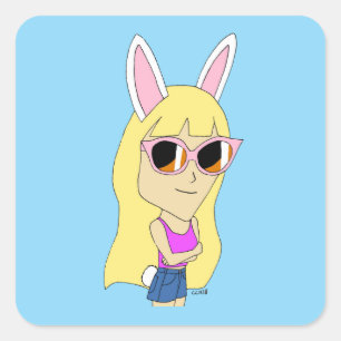 Chibi Bunnygirl Quadratischer Aufkleber
