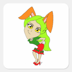Chibi Bunnygirl Quadratischer Aufkleber