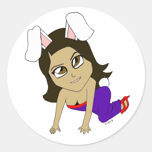 Chibi Bunnygirl Runder Aufkleber (Vorderseite)